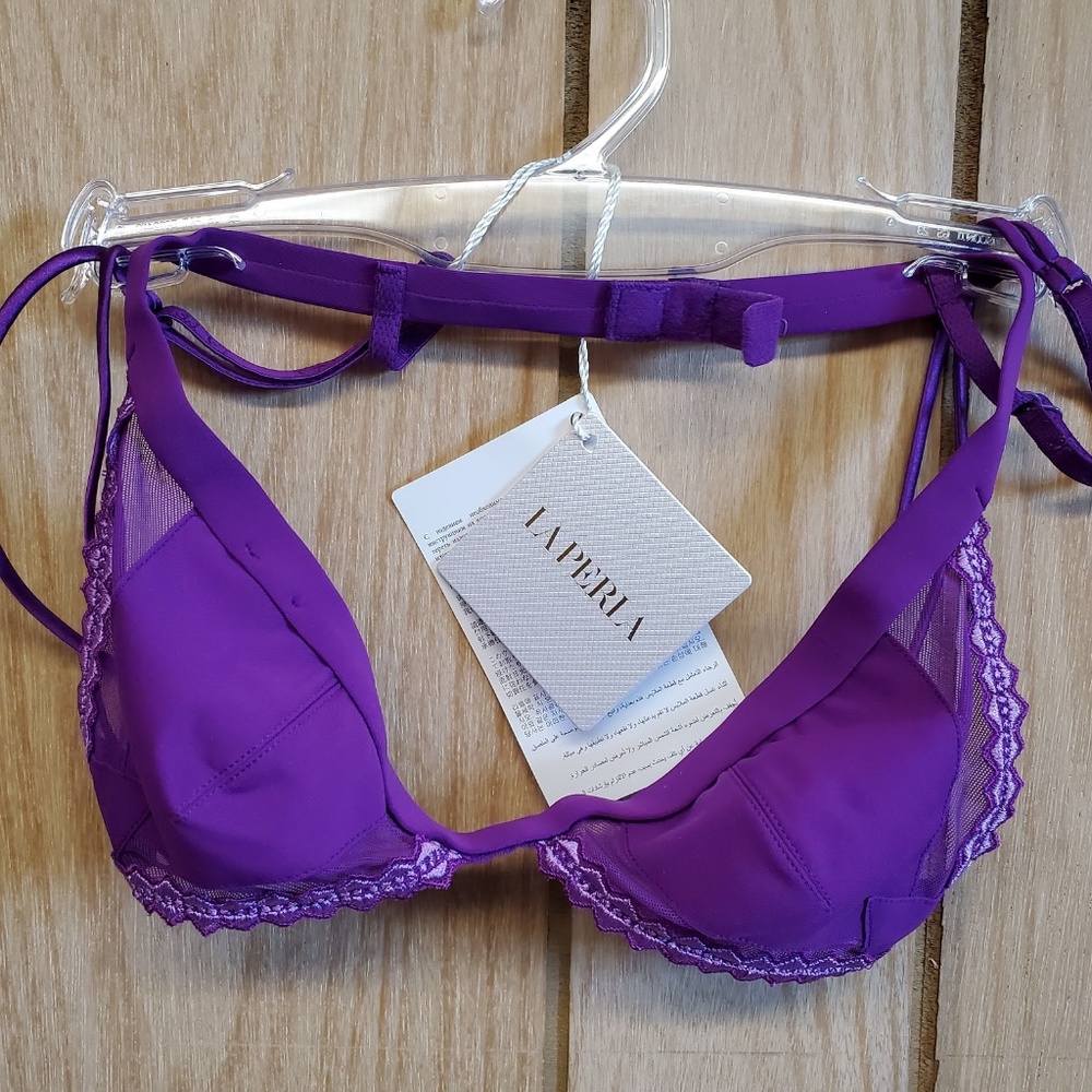 New La Perla NEO-GOTH Size 34B Purple Triangle Bra